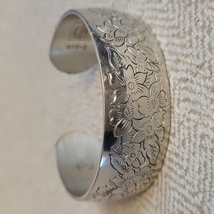 VINTAGE KIRK STIEFF PEWTER SILVER CUFF BANGLE BRACELET